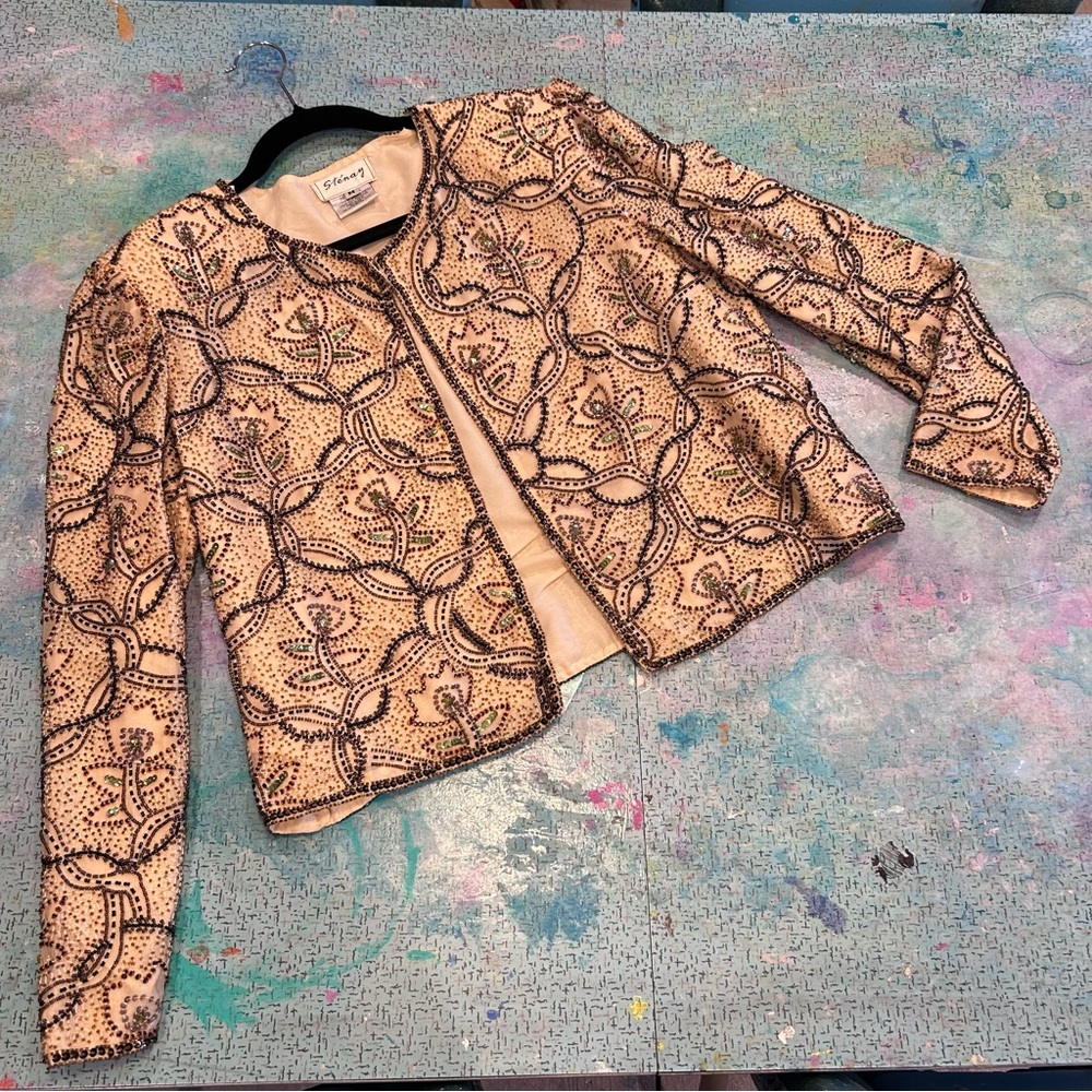 Earthy Beaded Cocktail Jacket